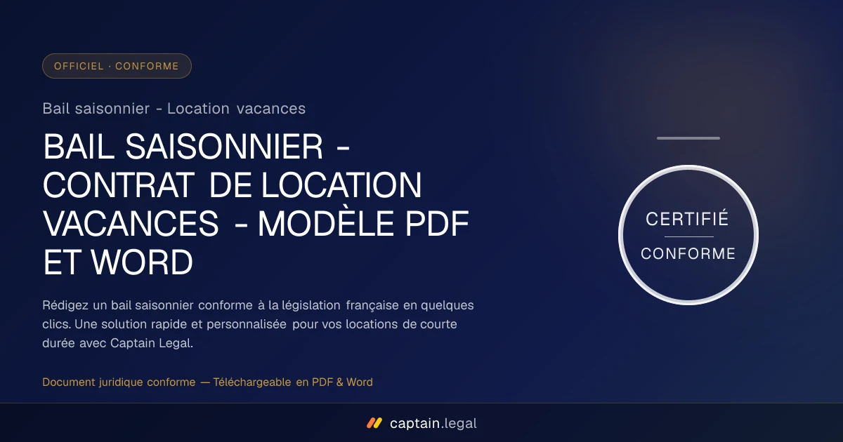 Bail saisonnier - Location vacances