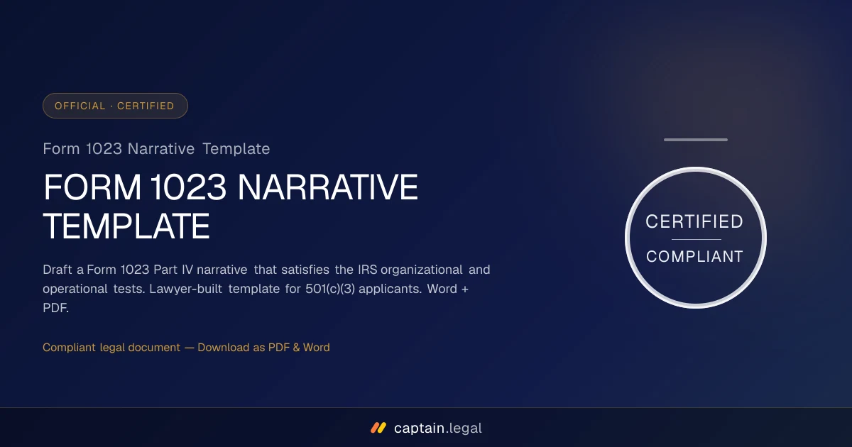 Form 1023 Narrative Template