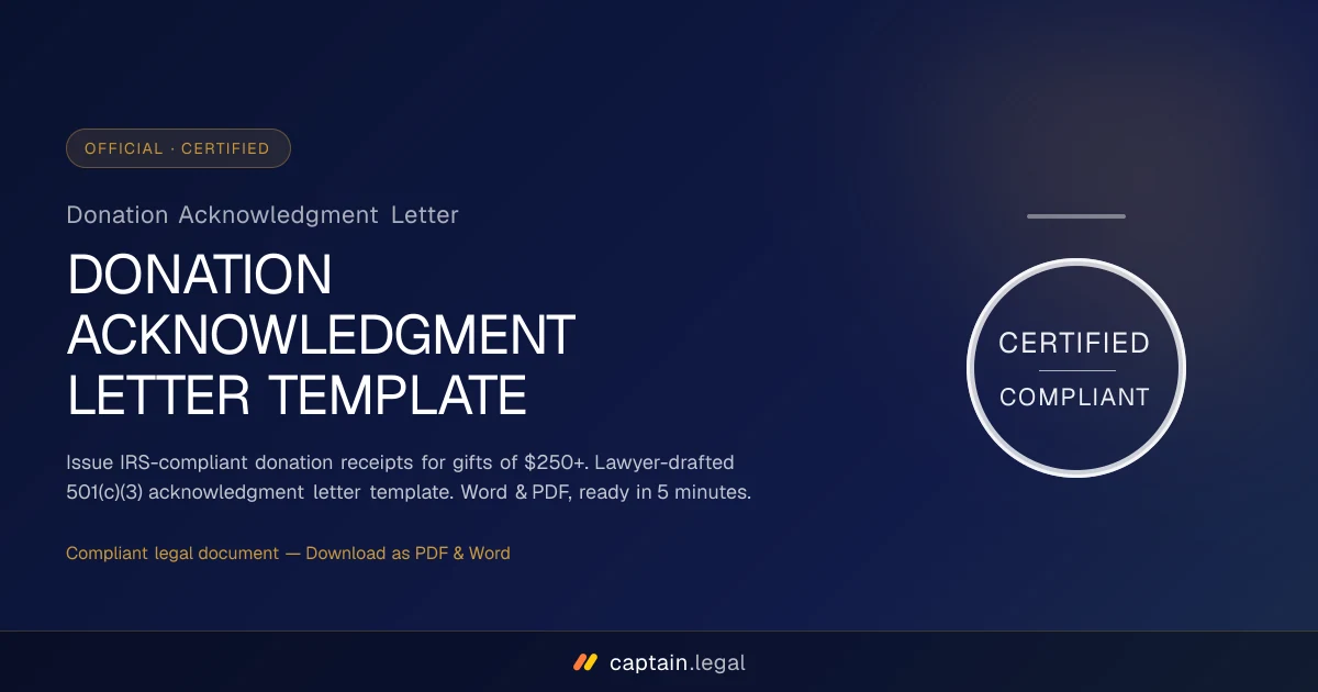 Donation Acknowledgment Letter