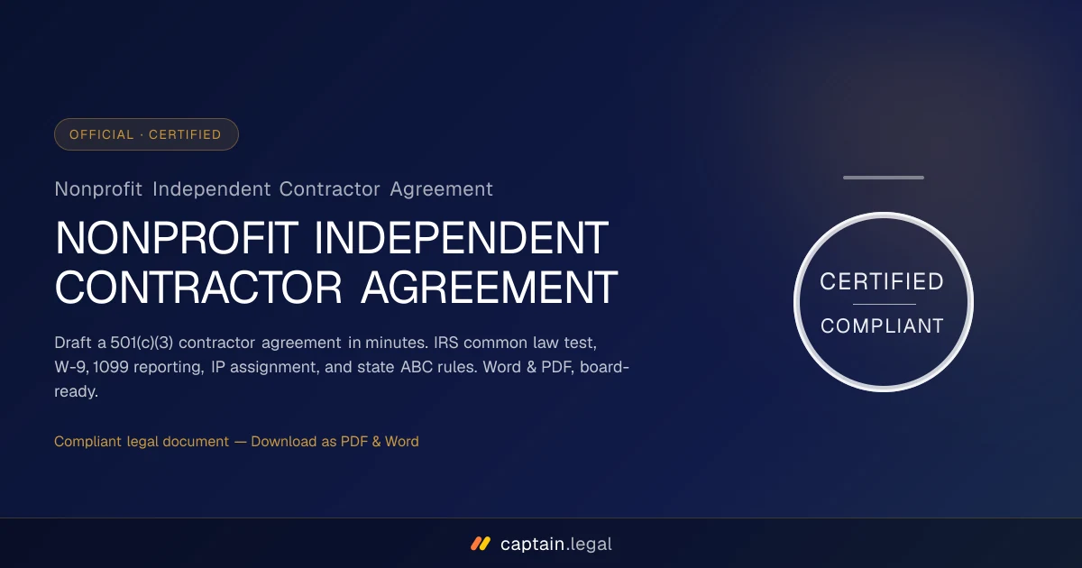 Nonprofit Independent Contractor Agreement