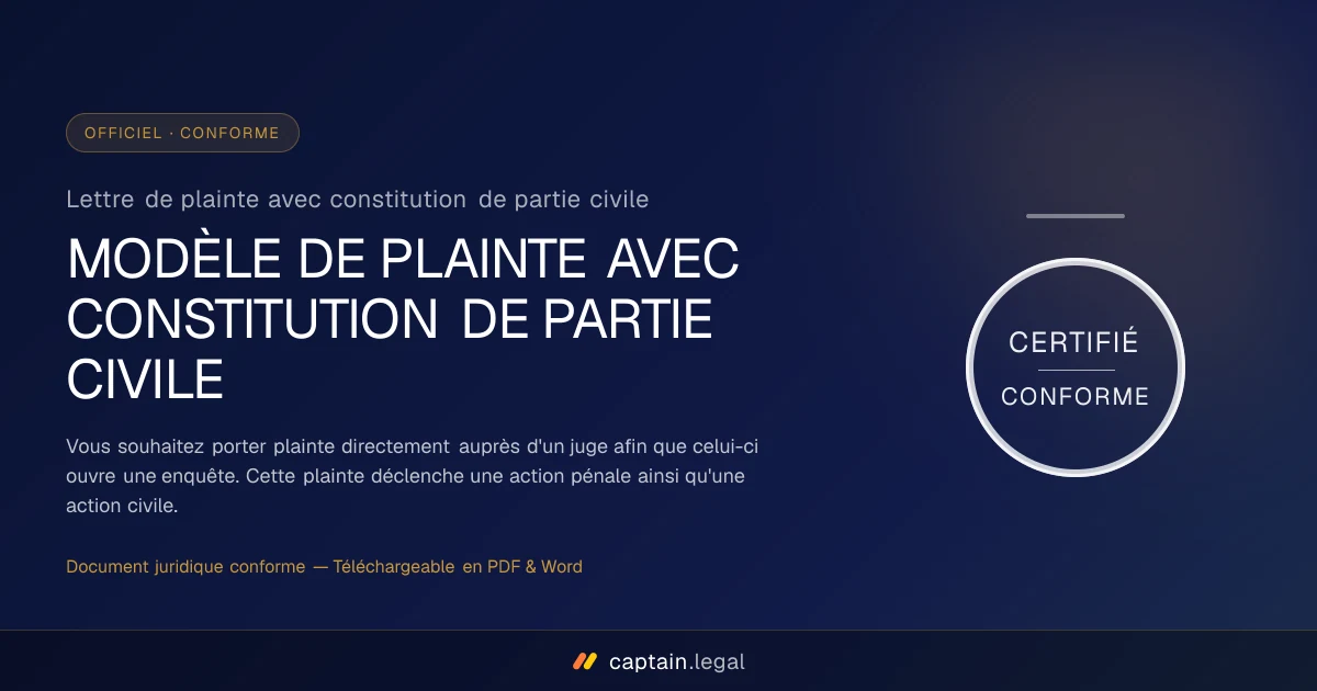 Lettre de plainte avec constitution de partie civile