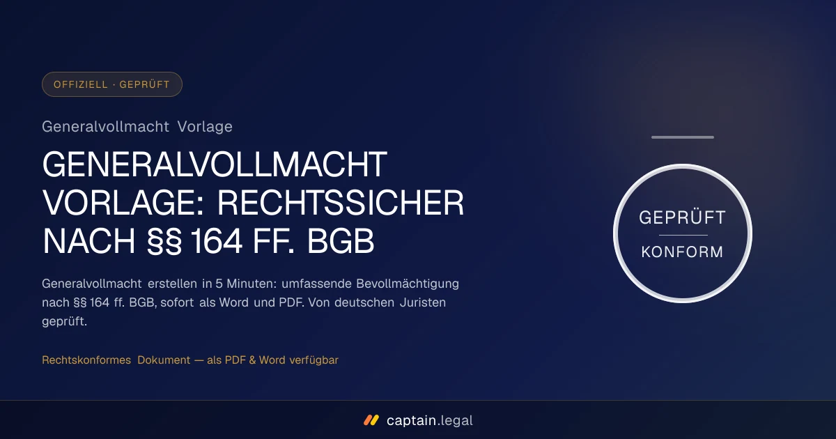 Generalvollmacht Vorlage