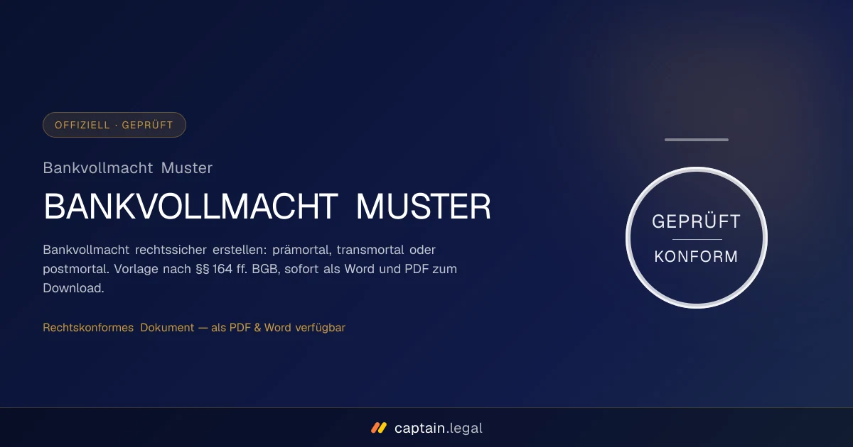 Bankvollmacht Muster