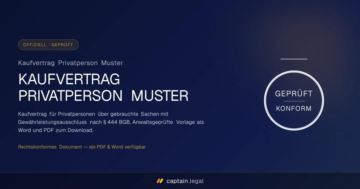 Kaufvertrag Privatperson Muster