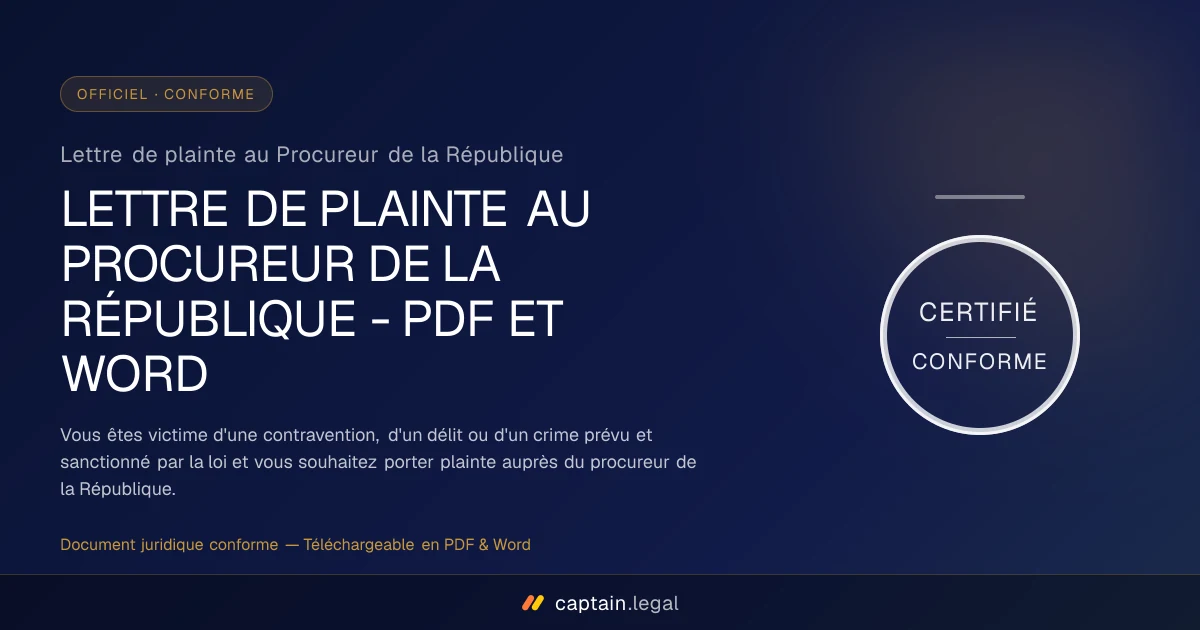 Lettre de plainte au Procureur de la République