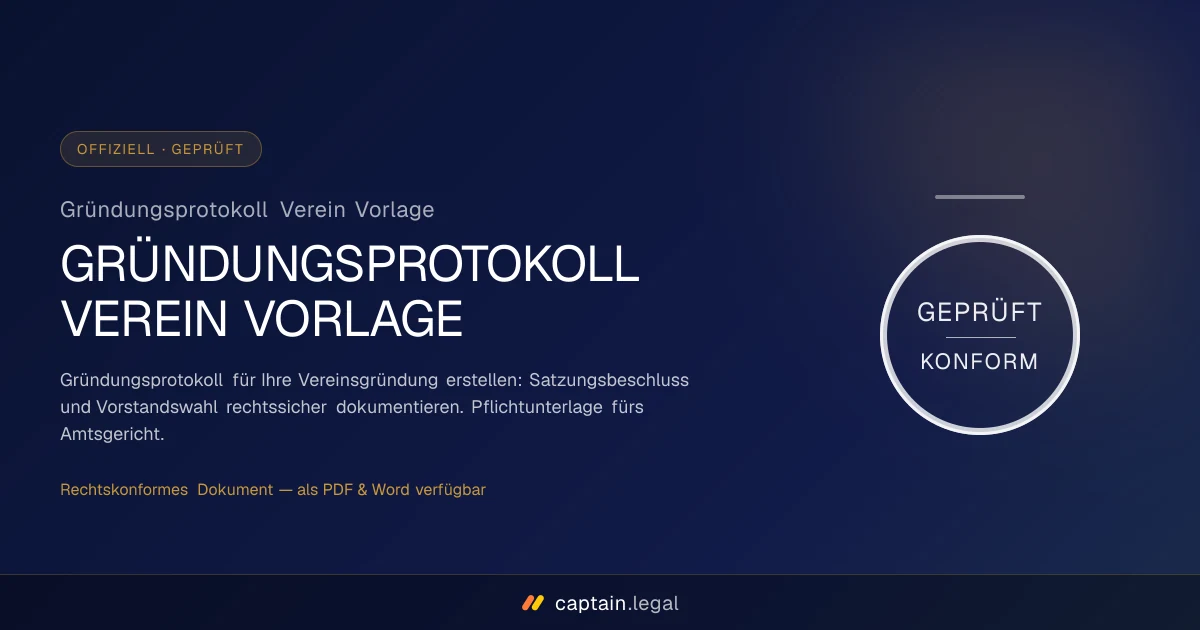 Gründungsprotokoll Verein Vorlage