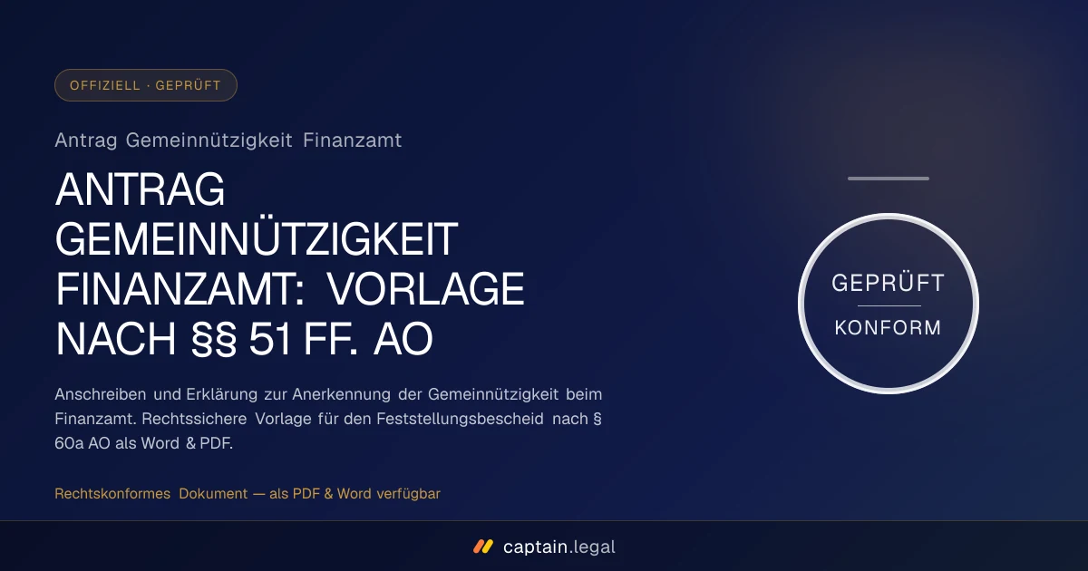 Antrag Gemeinnützigkeit Finanzamt