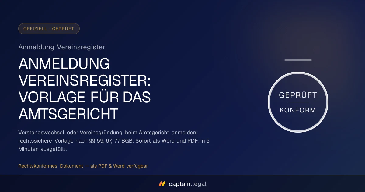 Anmeldung Vereinsregister