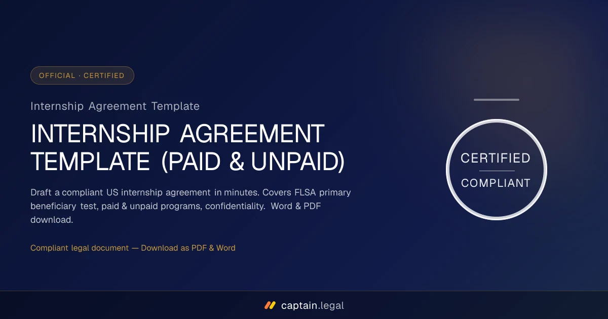 Internship Agreement Template