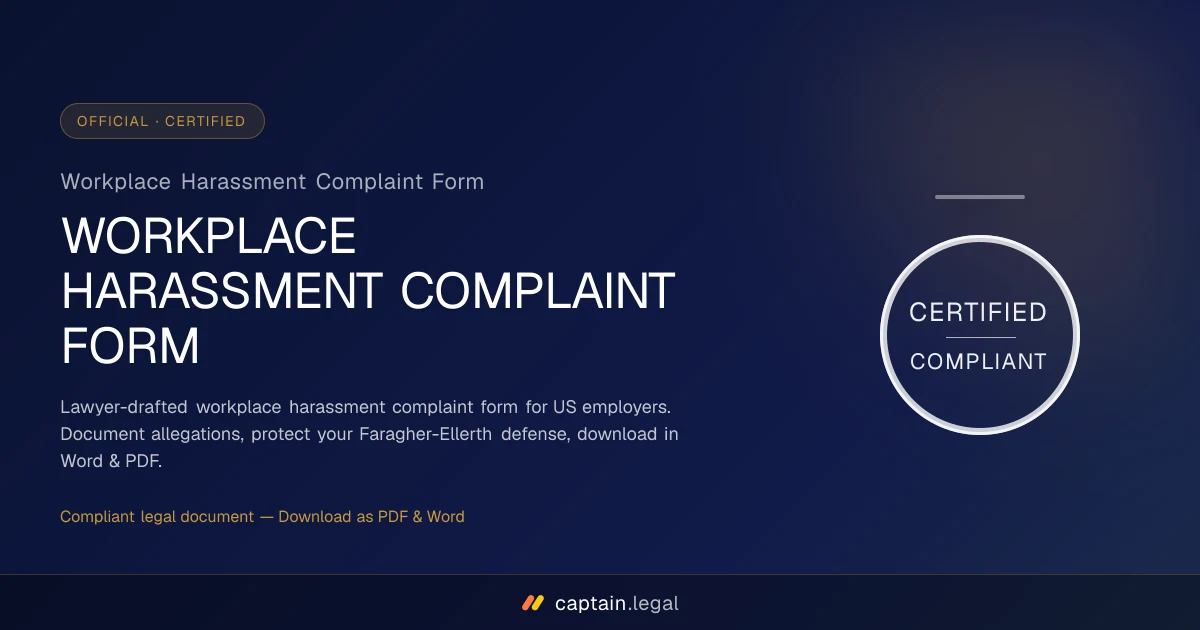 Workplace Harassment Complaint Form