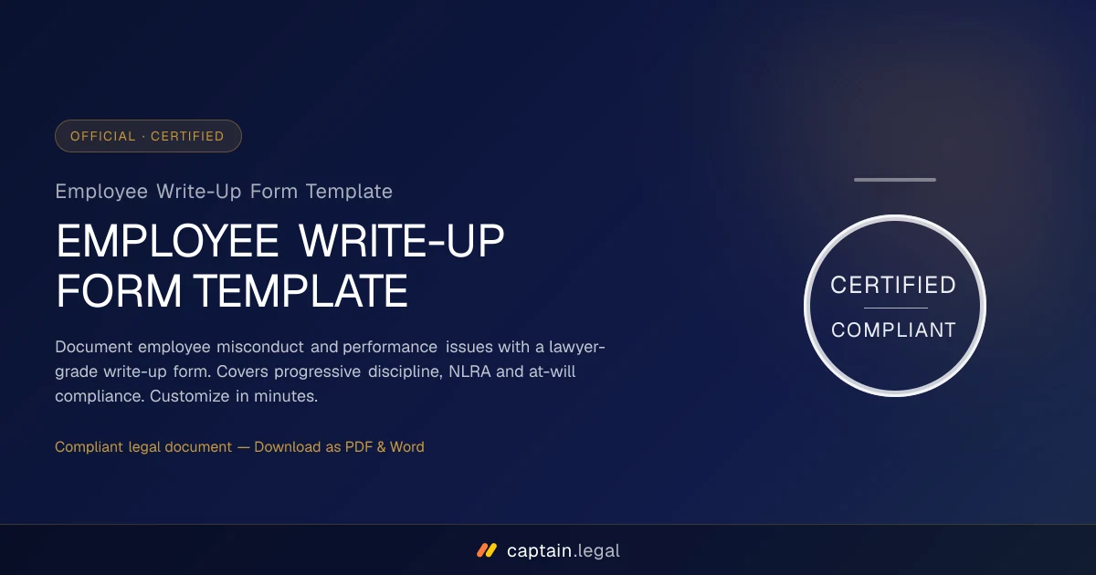 Employee Write-Up Form Template