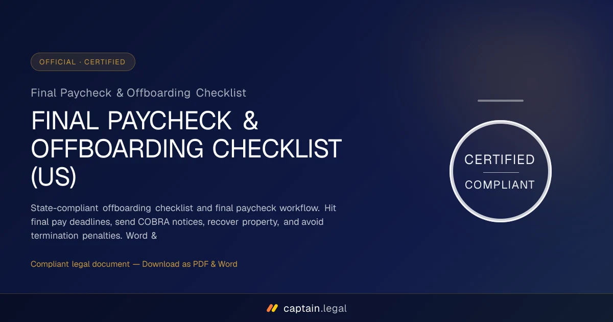 Final Paycheck & Offboarding Checklist