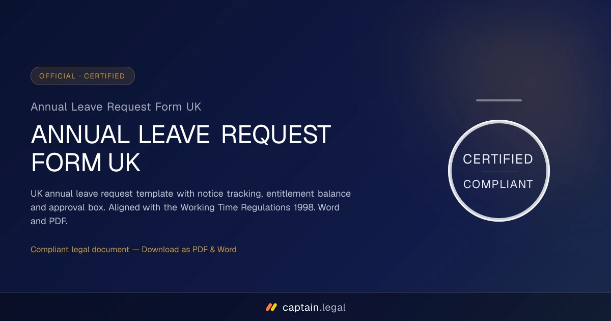 Annual Leave Request Form UK