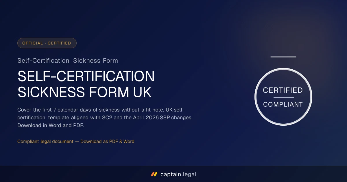 Self-Certification Sickness Form