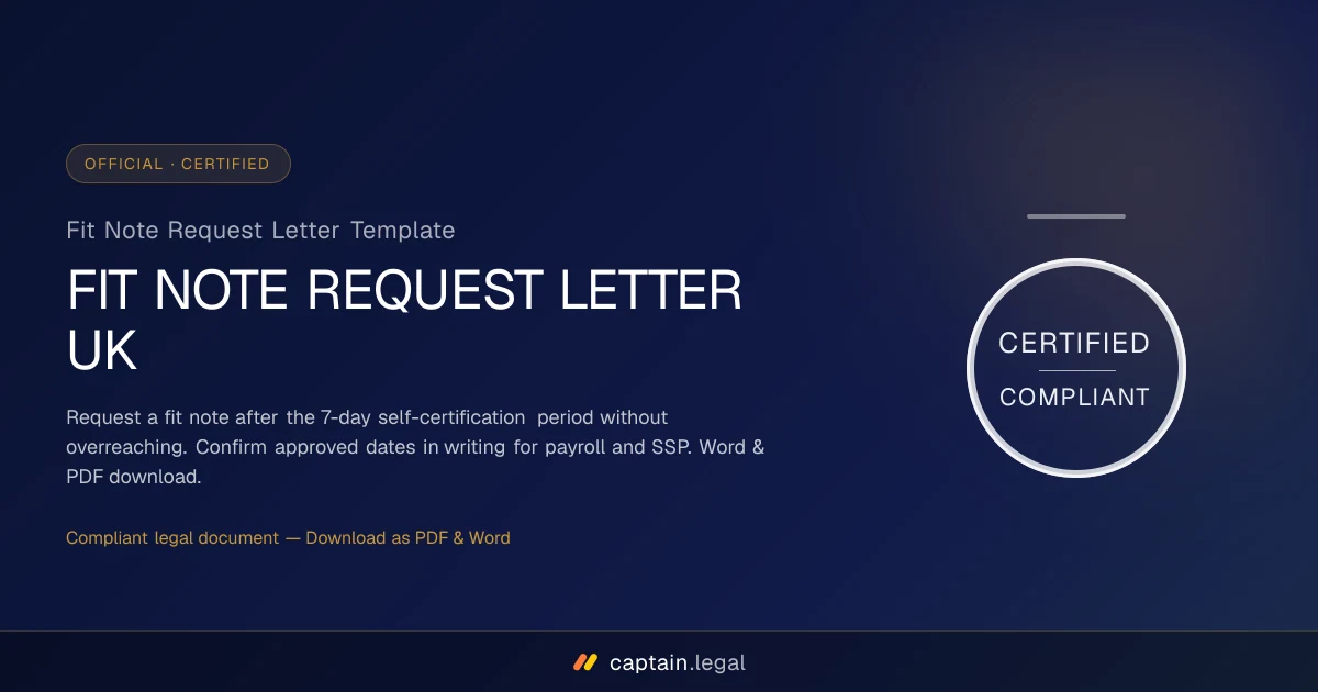 Fit Note Request Letter Template