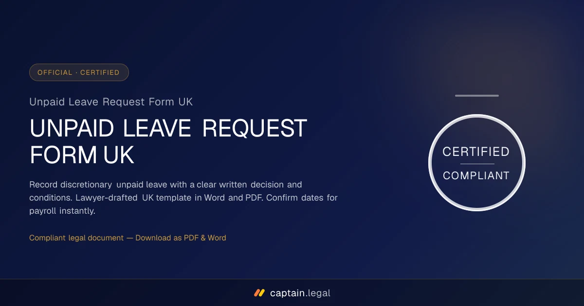 Unpaid Leave Request Form UK