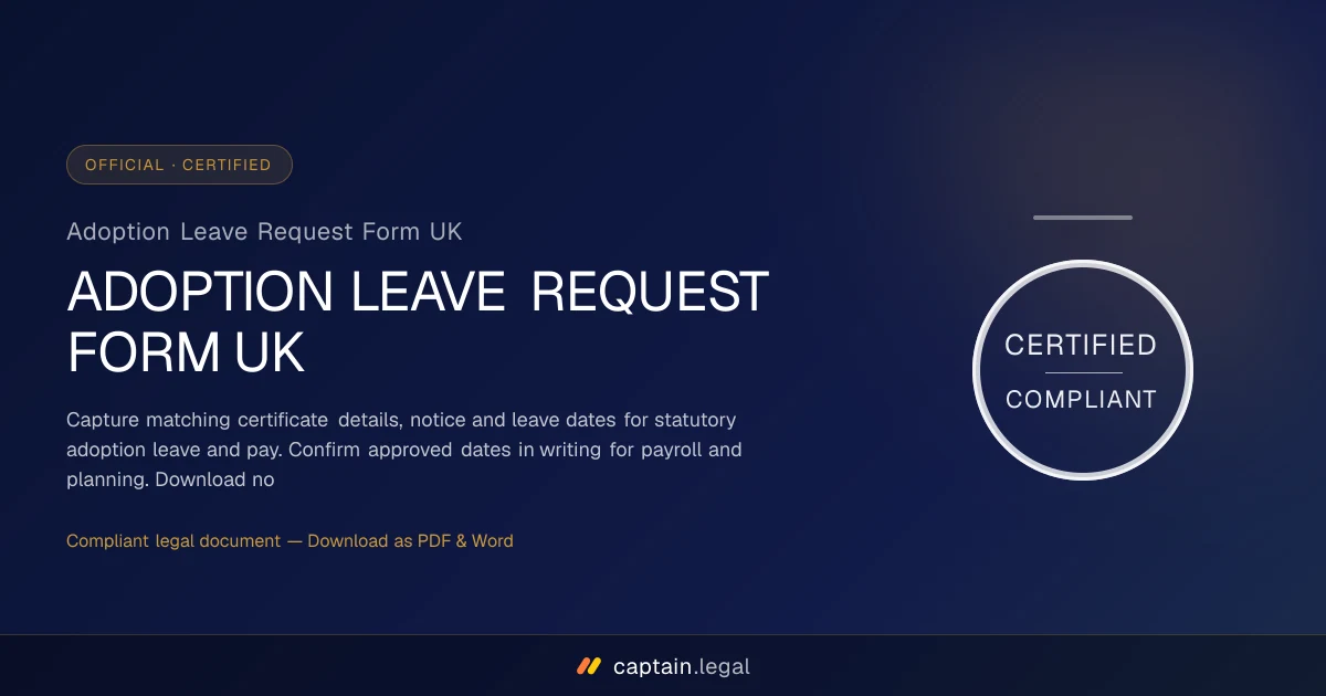 Adoption Leave Request Form UK