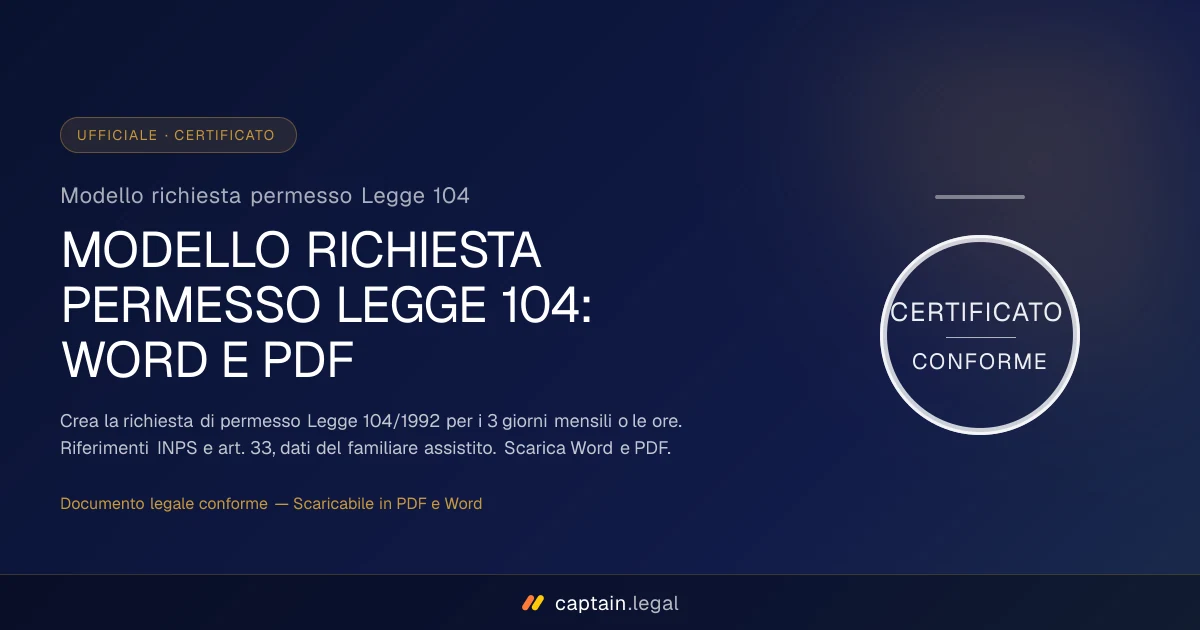 Modello richiesta permesso Legge 104