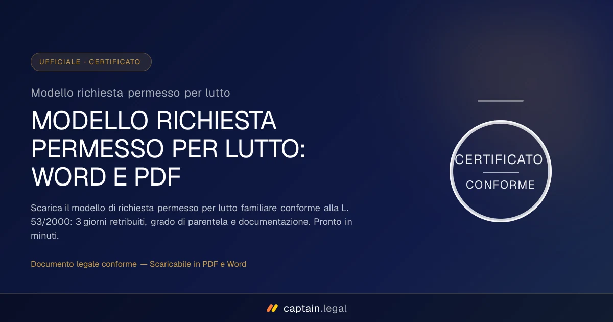 Modello richiesta permesso per lutto