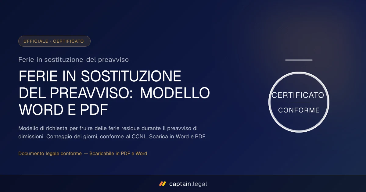 Ferie in sostituzione del preavviso