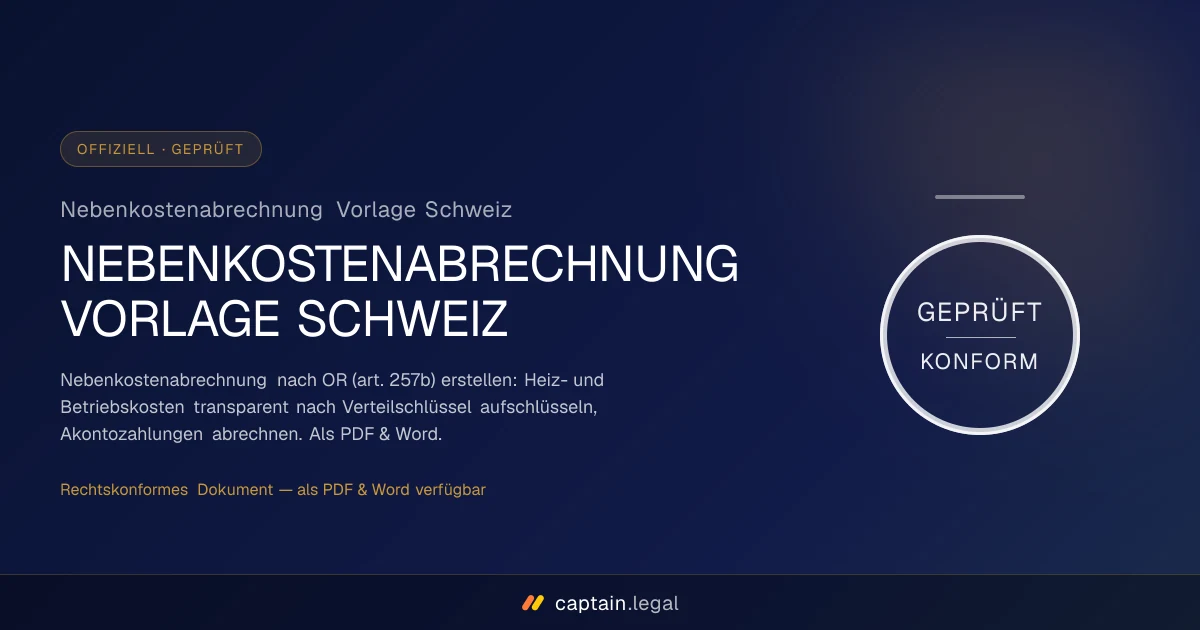 Nebenkostenabrechnung Vorlage Schweiz