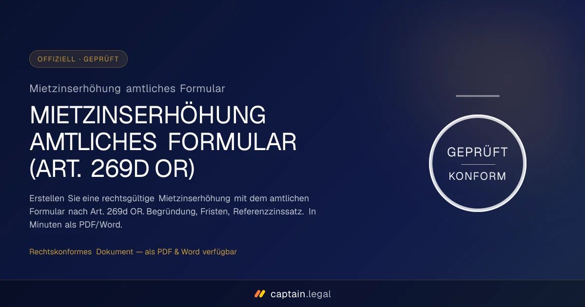 Mietzinserhöhung amtliches Formular