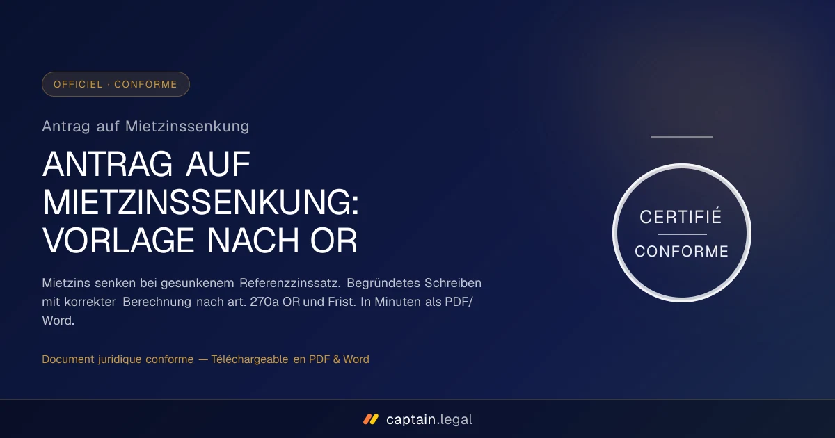 Antrag auf Mietzinssenkung