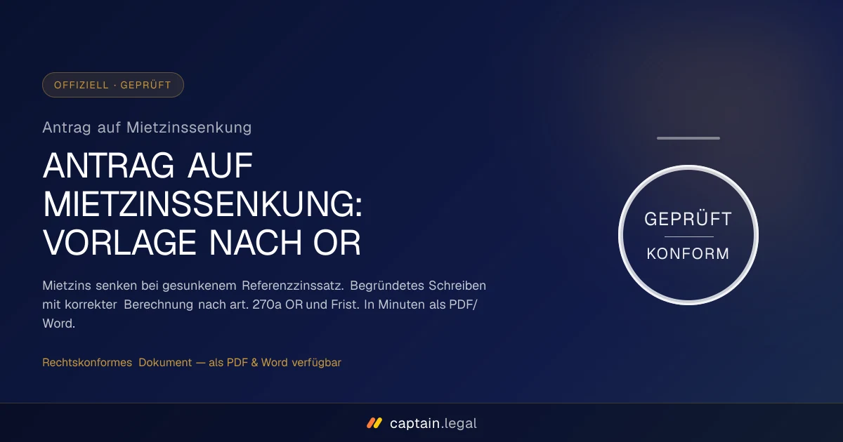 Antrag auf Mietzinssenkung