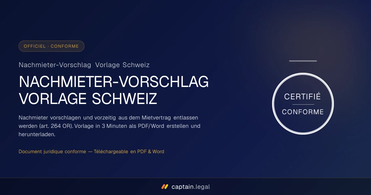 Nachmieter-Vorschlag Vorlage Schweiz