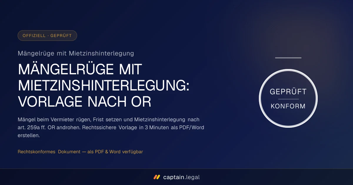 Mängelrüge mit Mietzinshinterlegung
