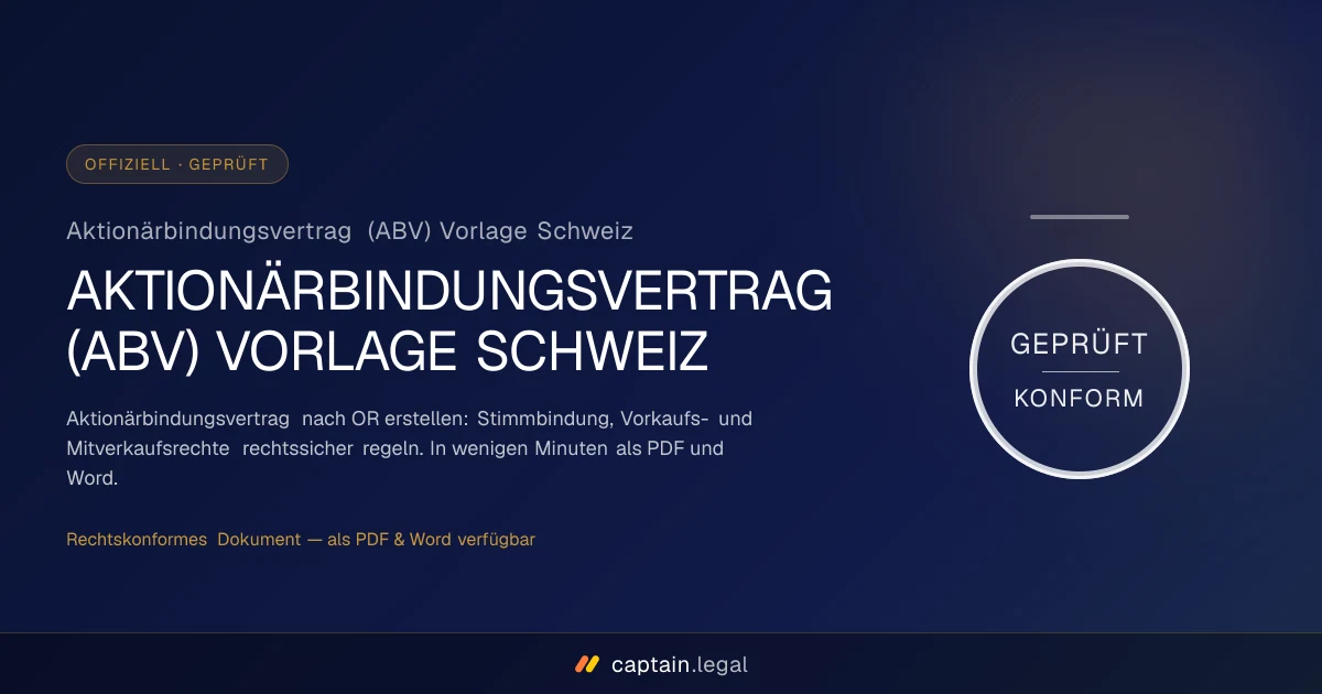 Aktionärbindungsvertrag (ABV) Vorlage Schweiz
