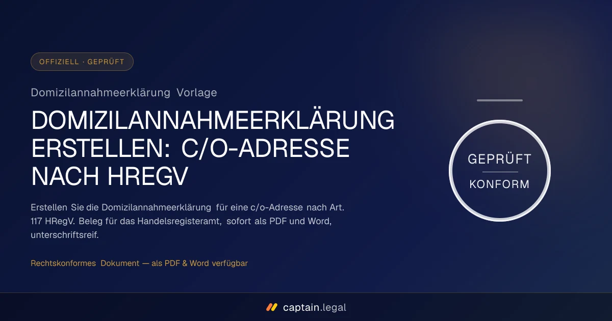 Domizilannahmeerklärung Vorlage