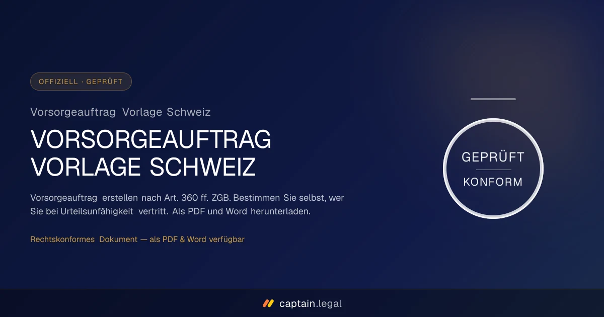 Vorsorgeauftrag Vorlage Schweiz