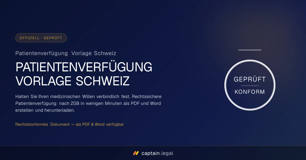 Patientenverfügung Vorlage Schweiz