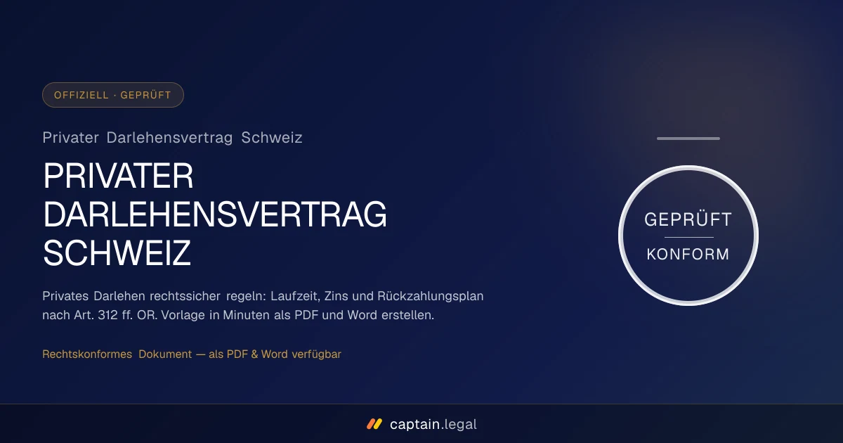 Privater Darlehensvertrag Schweiz