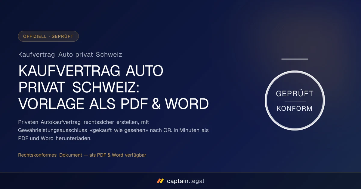 Kaufvertrag Auto privat Schweiz