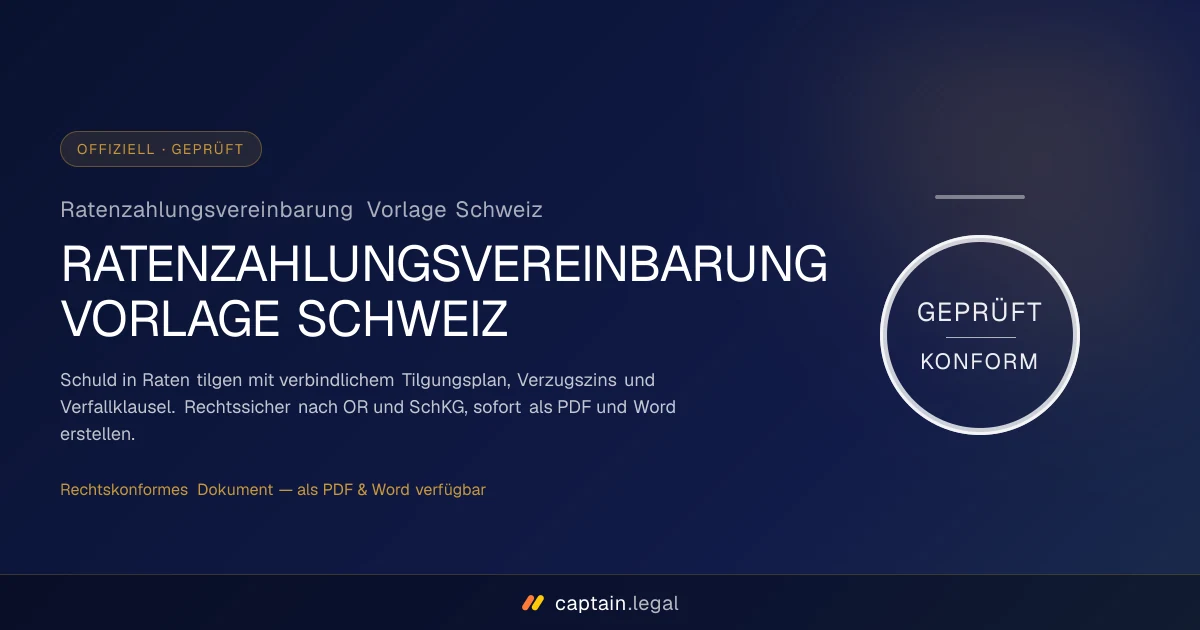 Ratenzahlungsvereinbarung Vorlage Schweiz