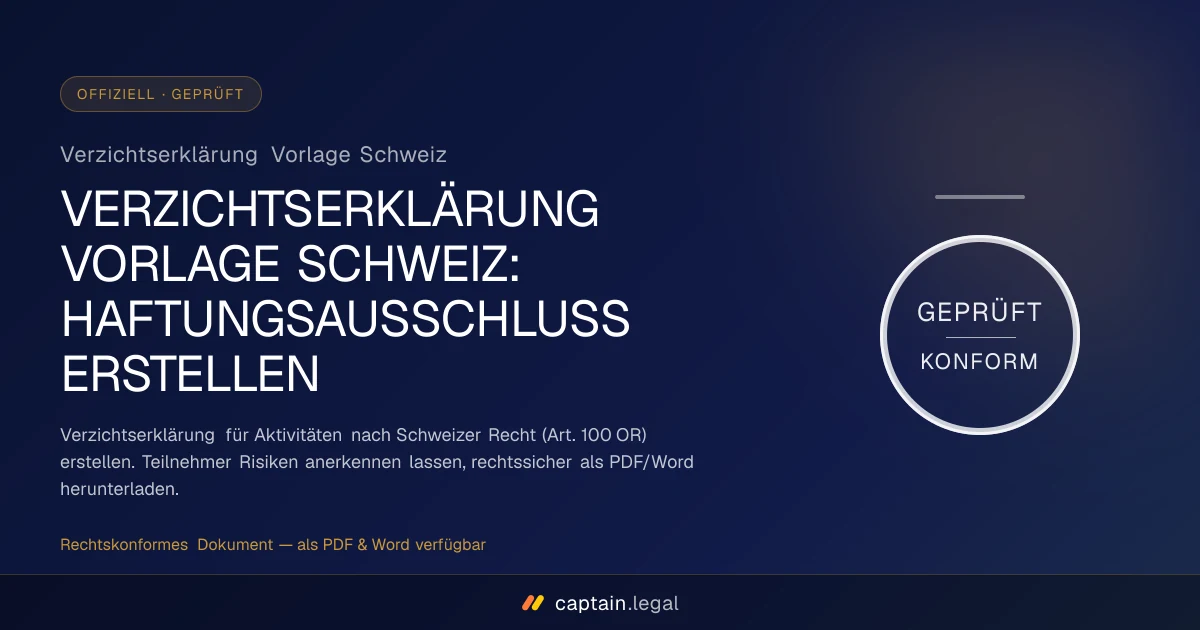 Verzichtserklärung Vorlage Schweiz