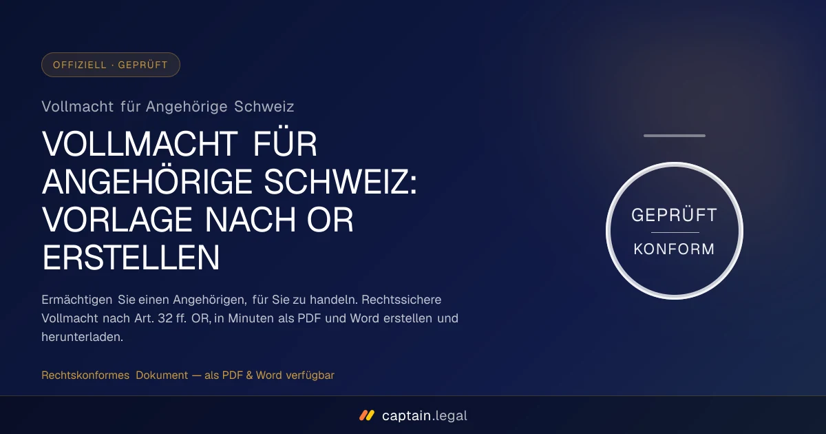 Vollmacht für Angehörige Schweiz