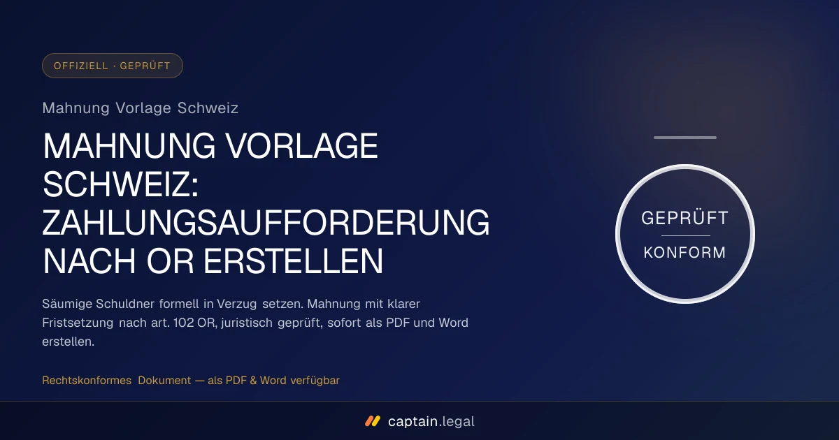 Mahnung Vorlage Schweiz