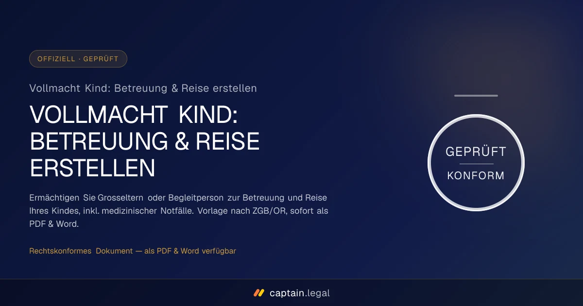 Vollmacht Kind: Betreuung & Reise erstellen