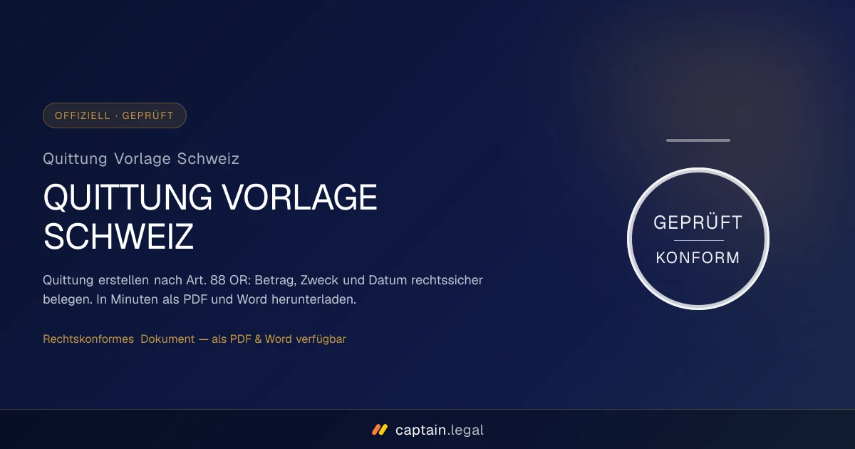 Quittung Vorlage Schweiz
