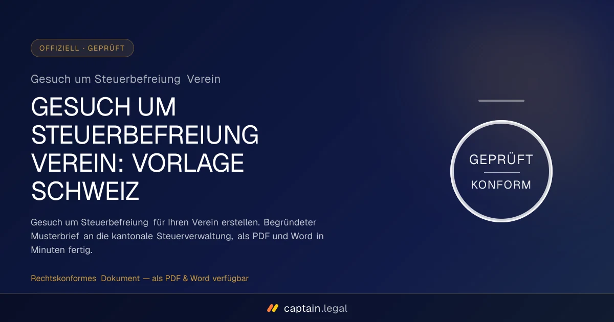 Gesuch um Steuerbefreiung Verein