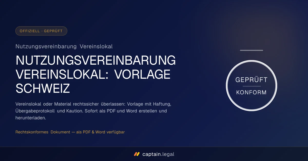 Nutzungsvereinbarung Vereinslokal