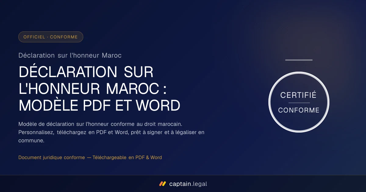 Déclaration sur l'honneur Maroc