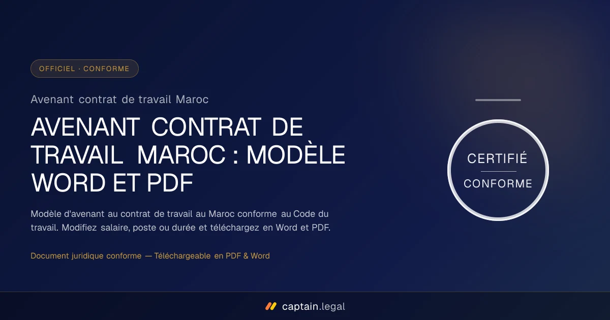 Avenant contrat de travail Maroc