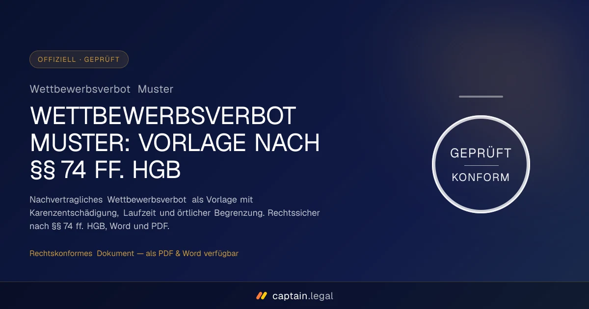 Wettbewerbsverbot Muster