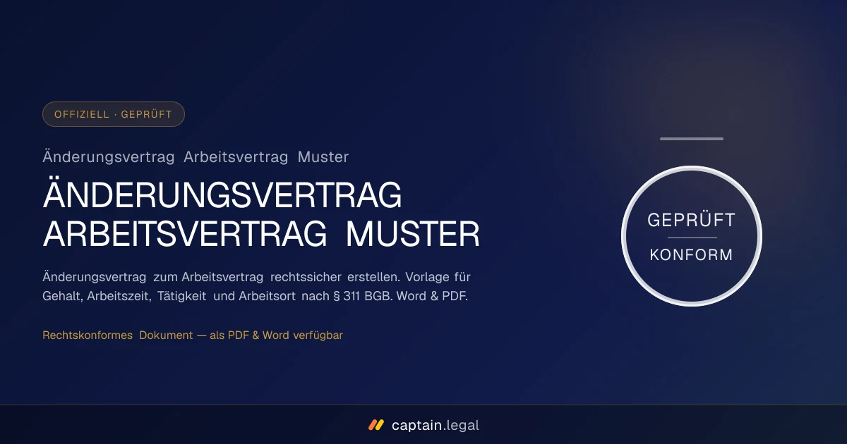Änderungsvertrag Arbeitsvertrag Muster