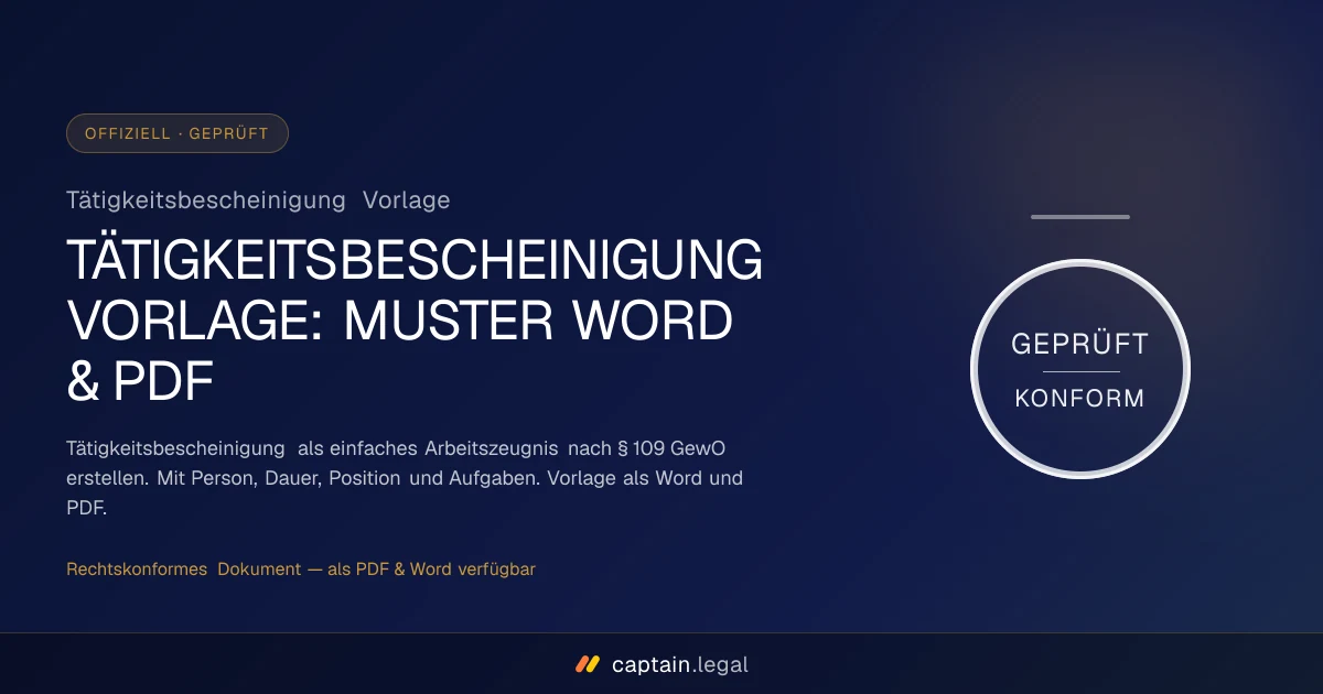 Tätigkeitsbescheinigung Vorlage