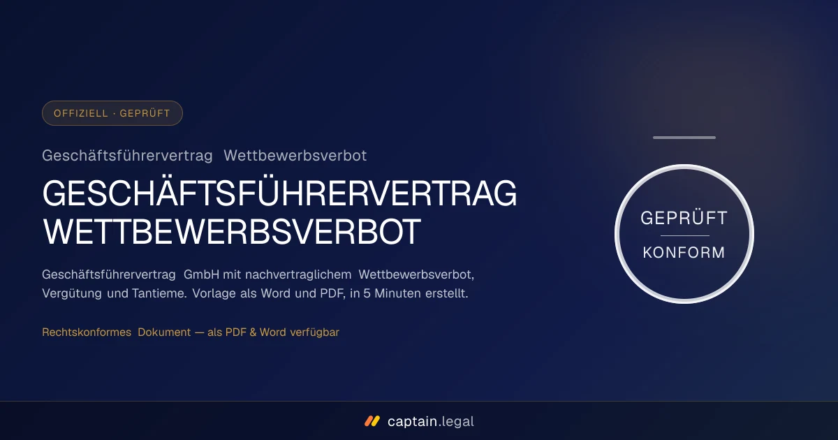 Geschäftsführervertrag Wettbewerbsverbot